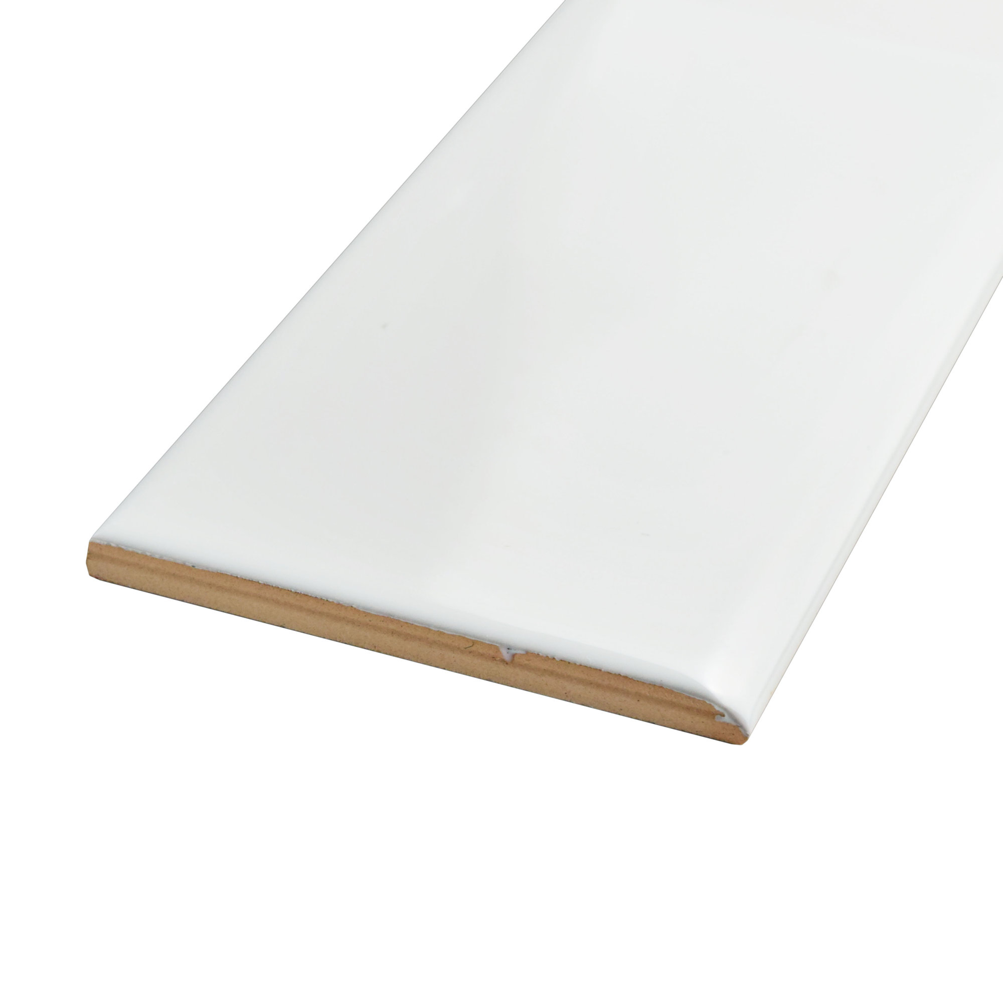 EliteTile Prospect 6" x 3" Ceramic Bullnose Tile Trim in Glossy White